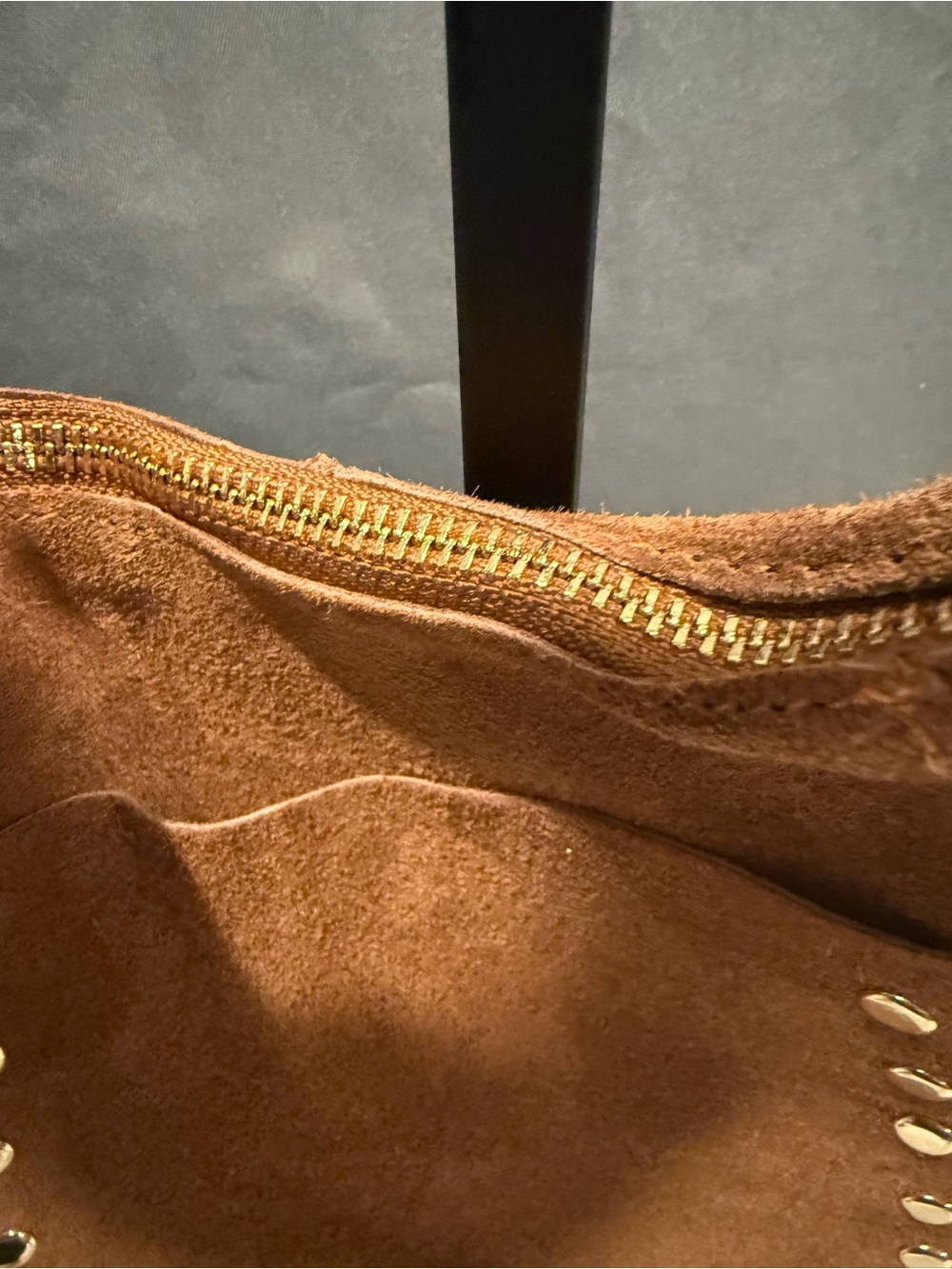 Tan Suede Studded Shoulder Hobo Bag - Unbranded - Picture 4 of 16